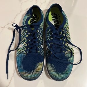 Nike Free 4.0 Flyknit Men's Running Shoes Size 10 Blue Green